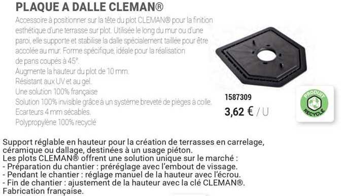 plaque à dalle cleman