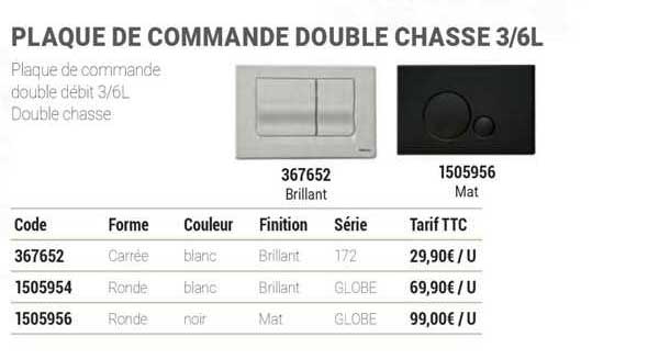plaque de commande double chasse 3/6 l