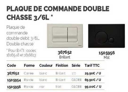 plaque de commande double chasse 3/6 l