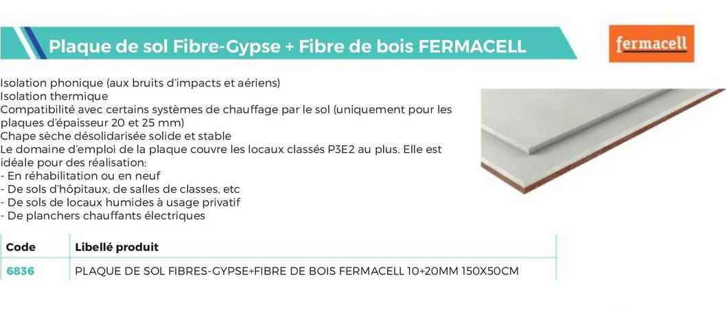 plaque de sol fibre-gypse + fibre de bois fermacell