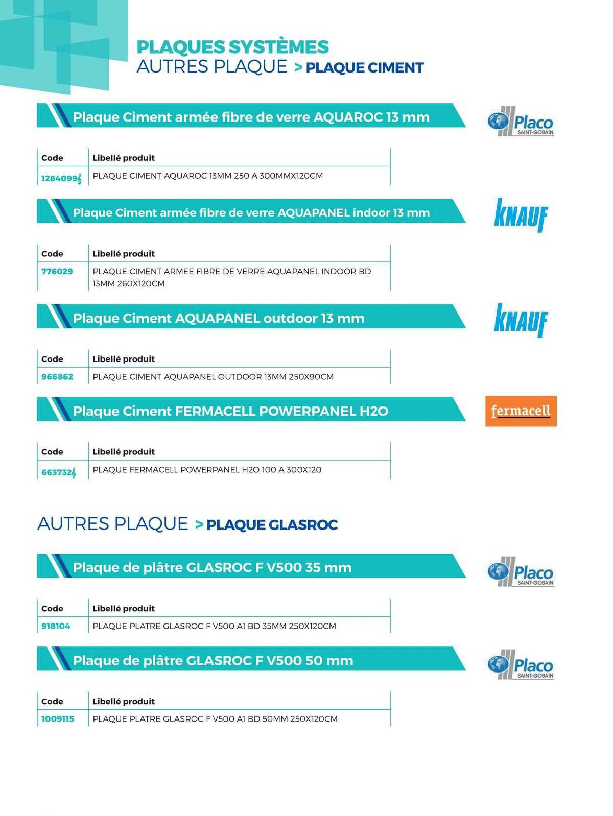 Plaques Systèmes Autres Plaque >plaque Ciment