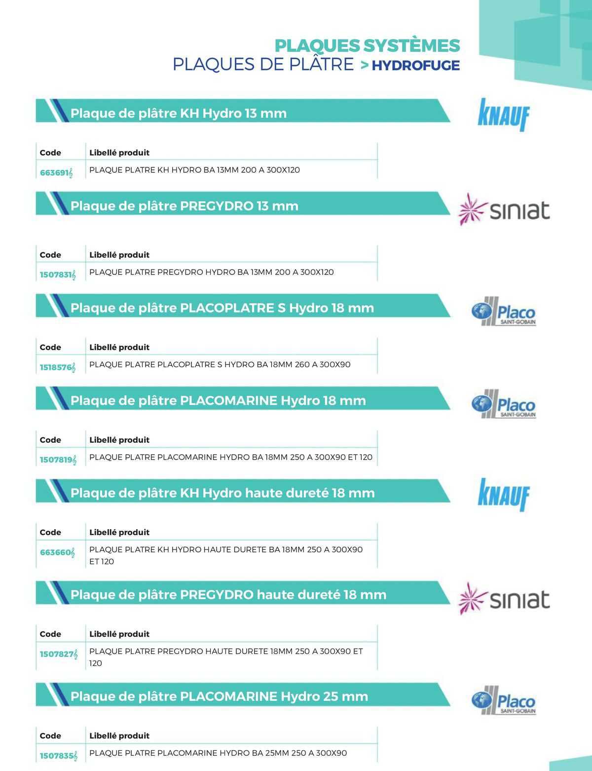 plaques systèmes plaques de plâtres