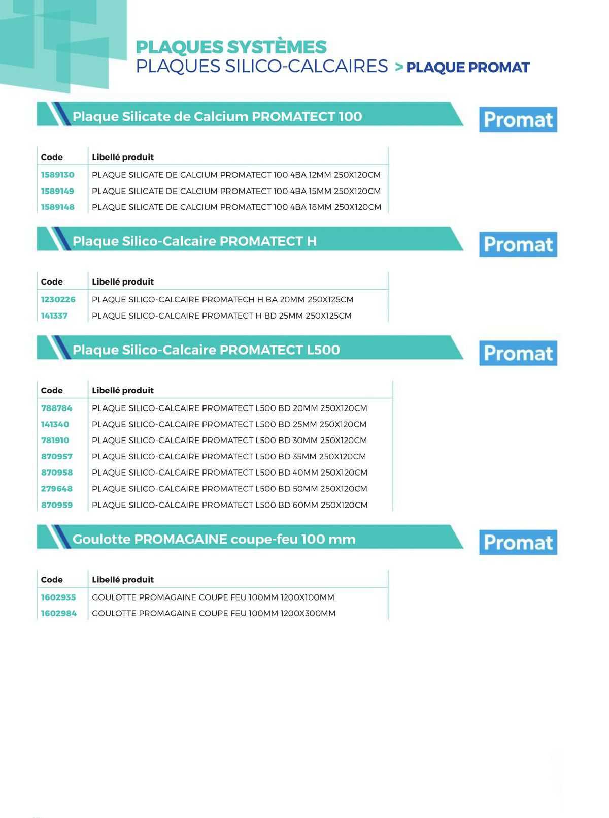 plaques systèmes plaques silico-calcaires >plaque promat