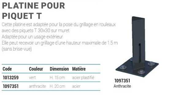 Platine Pour Piquet T