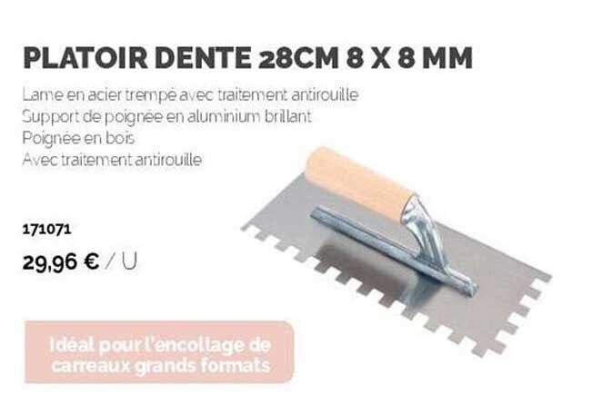 plattoir dente 28cm 8 x 8 mm