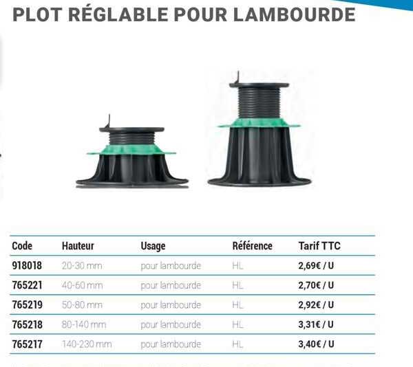 plot réglable pour lambourde