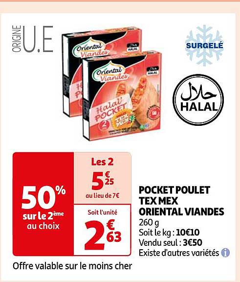 pocket poulet tex mex oriental viandes