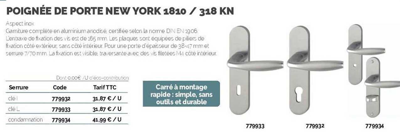 poignée de porte new york 1810 / 318 kn