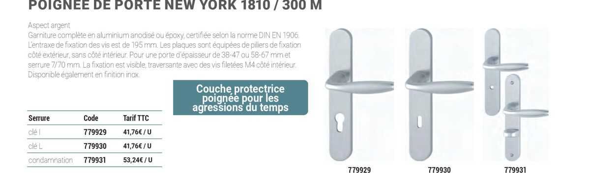 poignée de porte new york 1810/300 m