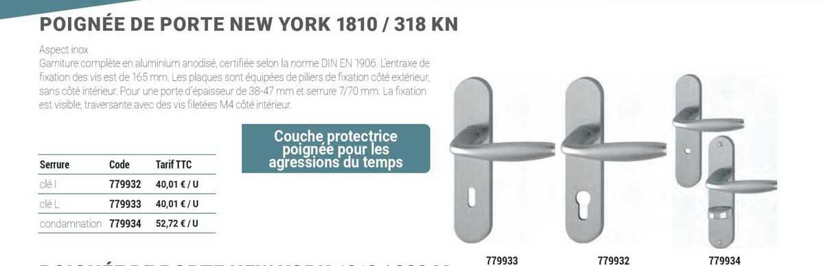 poignée de porte new york 1810/318kn