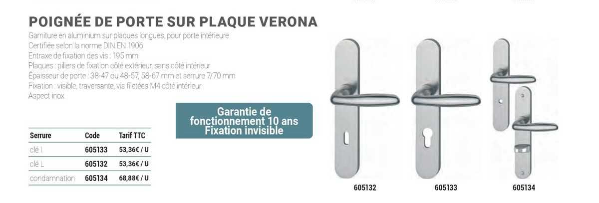 Poignée De Porte Sur Plaque Verona