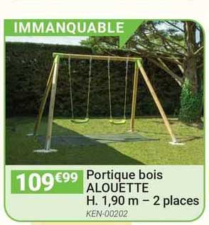 portique bois alouette h. 1.90 m - 2 places