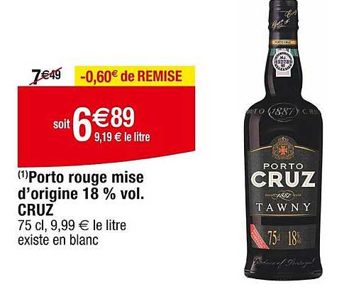 porto rouge mise d'origine 18% vol cruz
