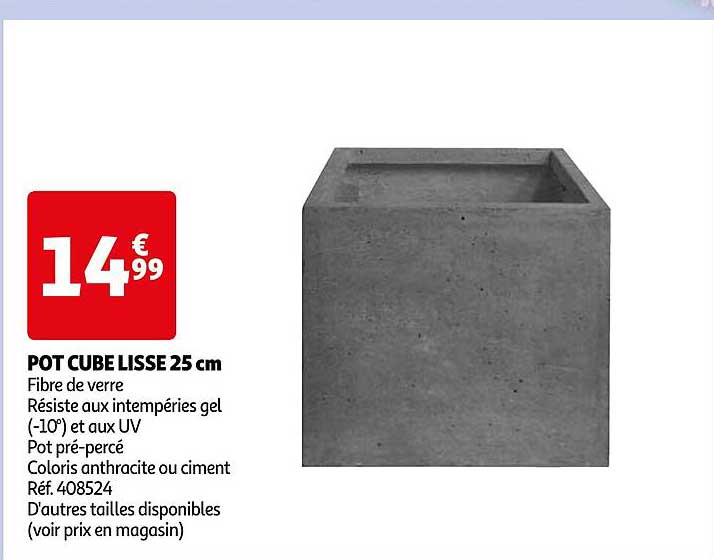 Pot Cube Lisse 25 Cm