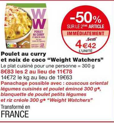 poulet au curry et noix de coco "weight watchers"
