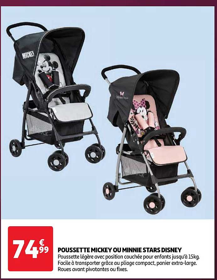 poussette mickey ou minnie stars disney