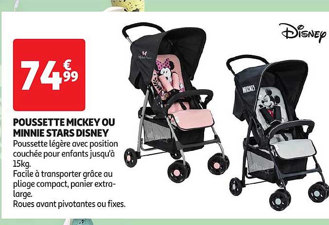 poussette mickey ou minnie stars disney