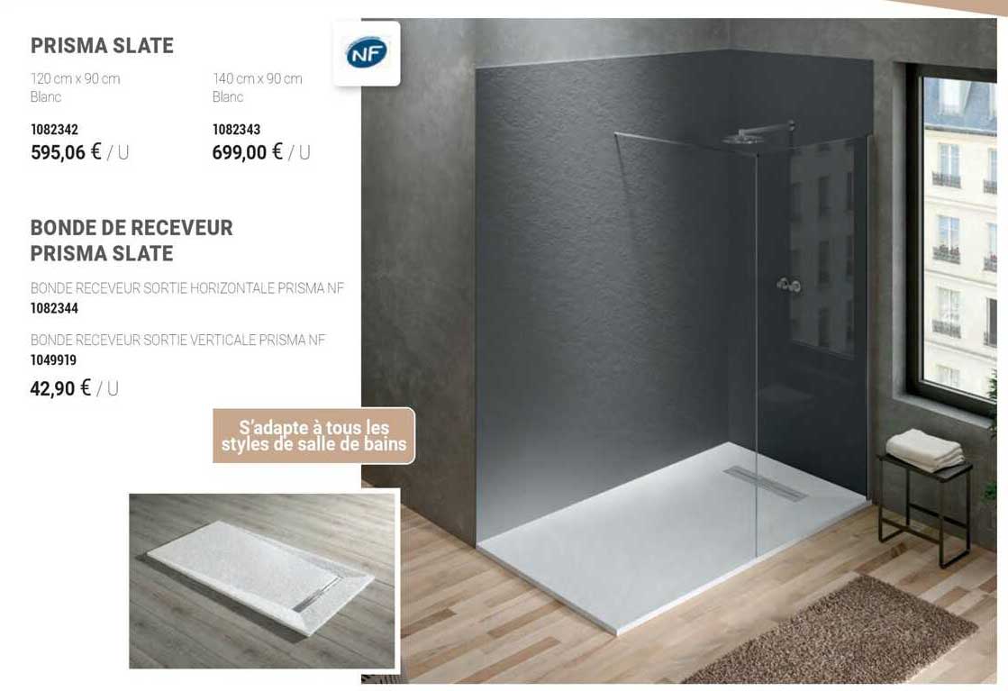 prisma slate, bonde de receveur prisma slate