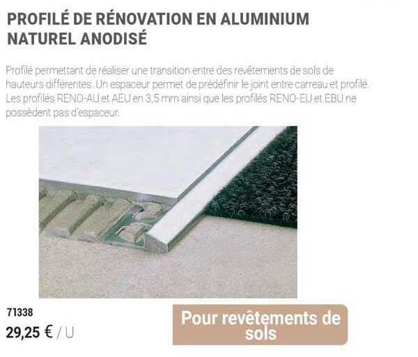 profilé de rénovation en aluminium naturel anodisé