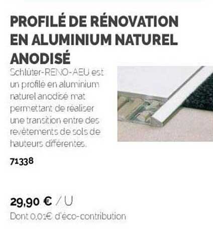 profilé de rénovation en aluminium naturel anodisé