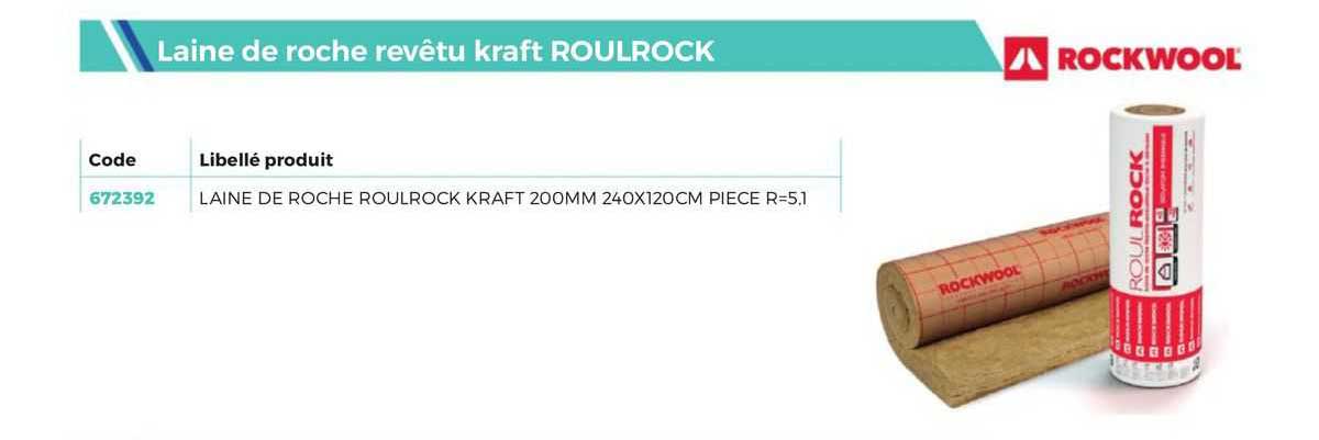 rockwool laine de roche revêtu kraft roulrock