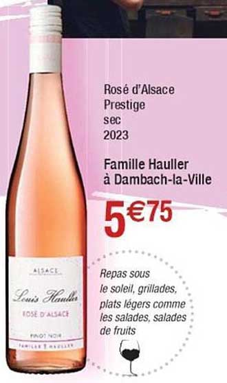 Rosé D'alsace Prestige Sec 2023 Famille Hauller à Dambach-la-ville