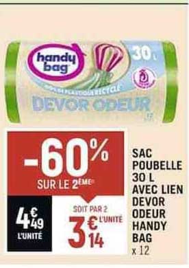 Sac Poubelle 30 L Avec Lien Devor Odeur Handy Bag