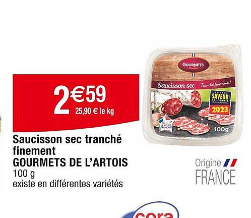 saucisson sec tranché finement gourmets de l'artois