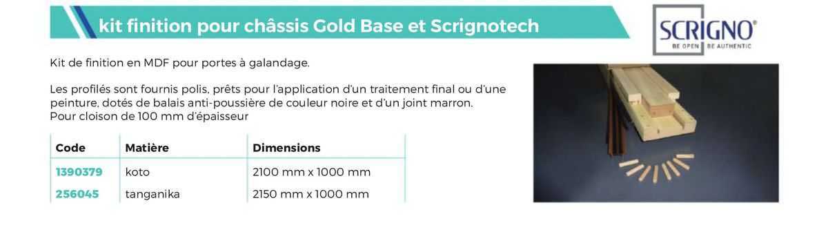 scrigno kit finition pour châssis gold base et scrignotech