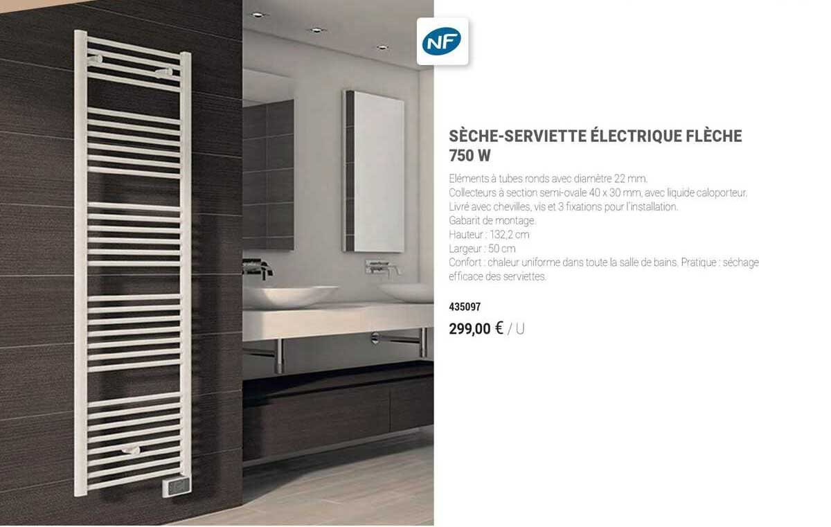 sèche-serviette électrique flèche 750 w