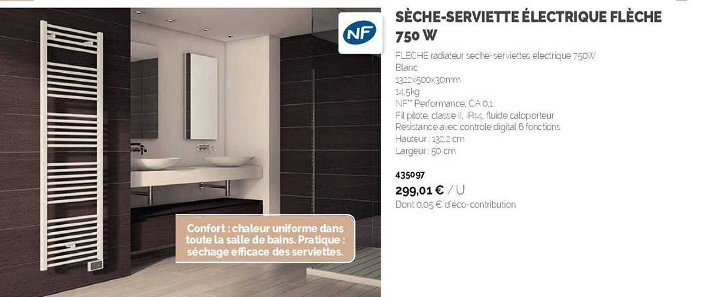 sèche-serviette électrique flèche 750 w