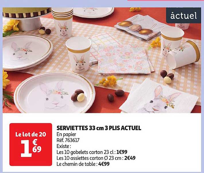 serviettes 33 cm 3 plis actuel