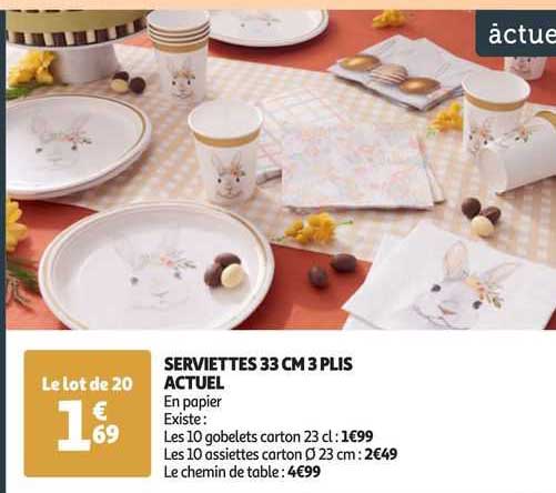 serviettes 33 cm 3 plis actuel