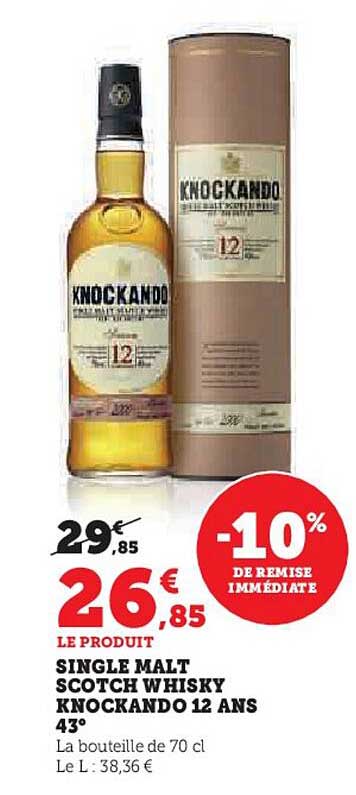 single malt scotch whisky knockando 12 ans 43°