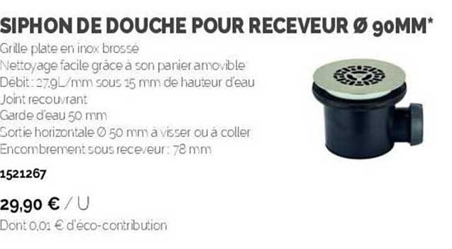 siphon de douche pour receveur ⌀ 9mm