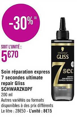 soin réparation express 7 secondes ultimate repair gliss schwarzkopf