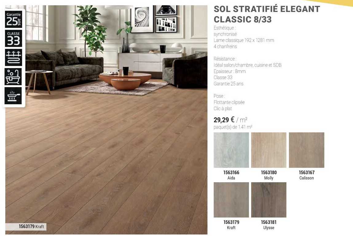 sol stratifié élégant classic 8/33