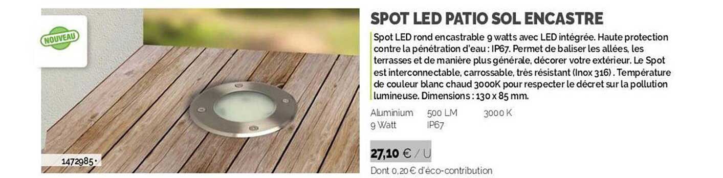 spot led patio sol encastré