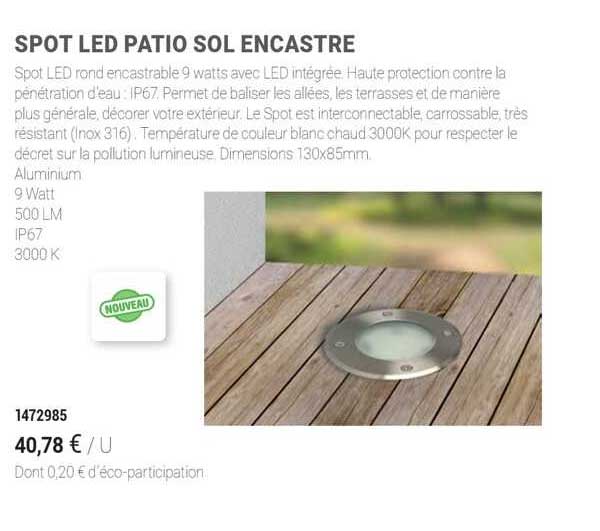 spot led patio sol encastré