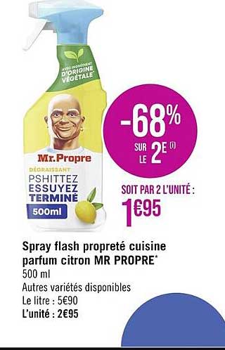 spray flash propreté cuisine parfum citron mr propre