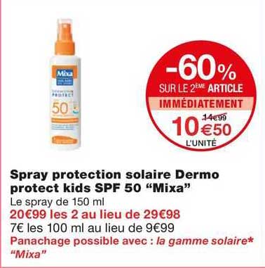 spray protection solaire dermo protect kids spf 50 "mixa"