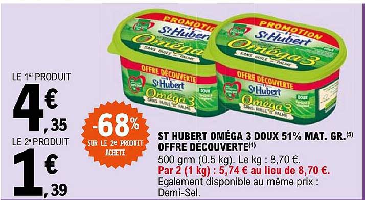 st hubert oméga 3 doux 51% mat. gr. offre découverte