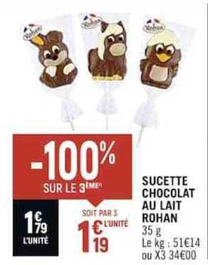 sucette chocolat au lait rohan