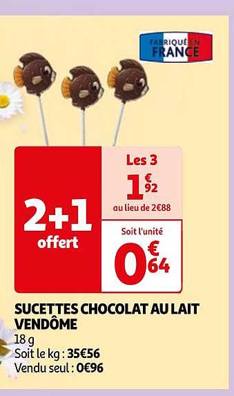 sucettes chocolat au lait vendôme