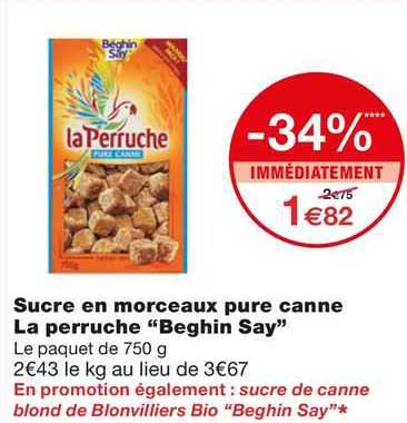 sucre en morceaux pure canne la perruche "beghin say"