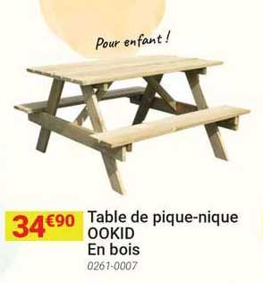 table de pique-nique ookid en bois