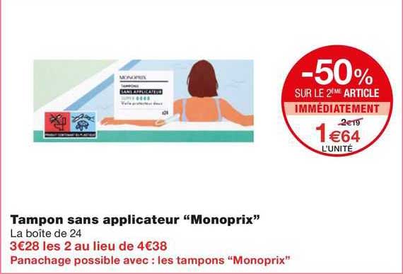 tampon sans applicateur "monoprix"