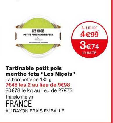 Tartinable Petit Pois Menthe Feta "les Niçois"