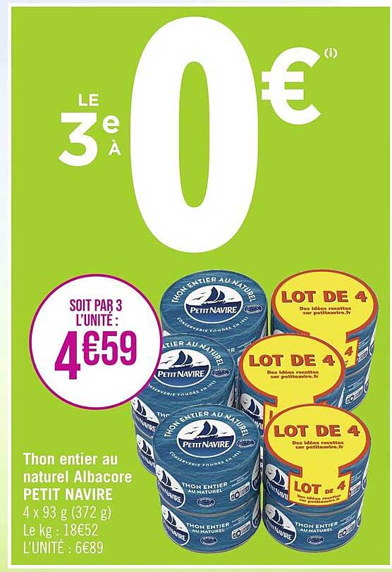 Thon Entier Au Naturel Albacore Petit Navire