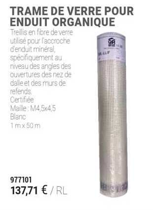 trame de verre opur enduit organique